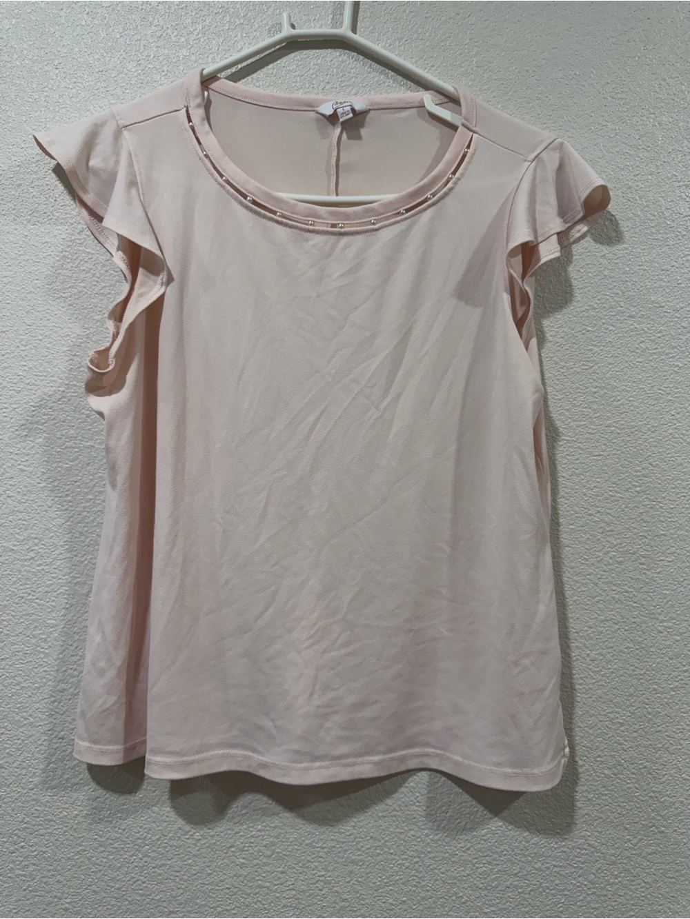 Candie's Soft Blush Ruffle Sleeve Blouse